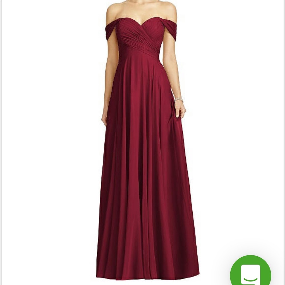 Never worn Burgundy off shoulder ball gown